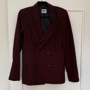 Sunday Best Burgundy Checkered Blazer
